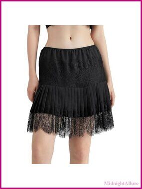 Y2K Lace Slip Skirt Mini Ruffle Pleated Flowy Short Skirts